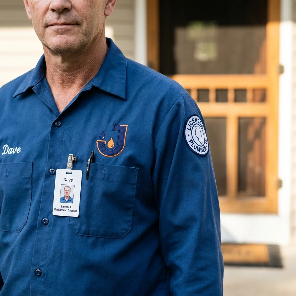 Licensed plumber showing ID badge in Glassport, PA