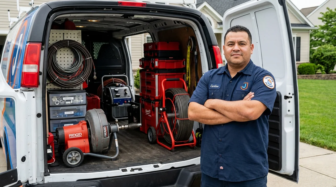 Professional drain cleaning equipment and Johns Plumbing LLC plumber in Glassport