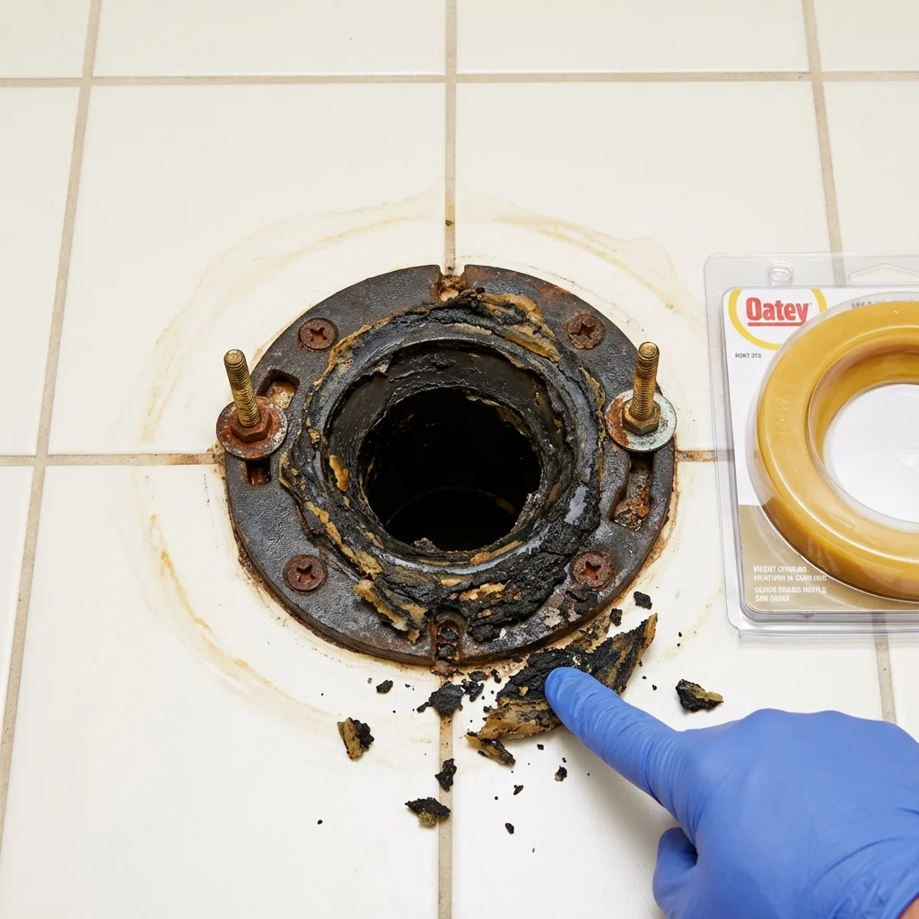 Failed wax ring showing water seepage at the base of a toilet in a Glassport, PA home
